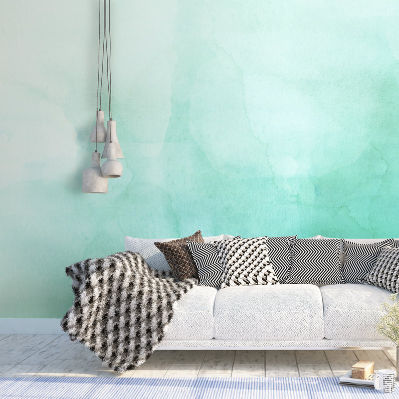ombre wallpaper living room